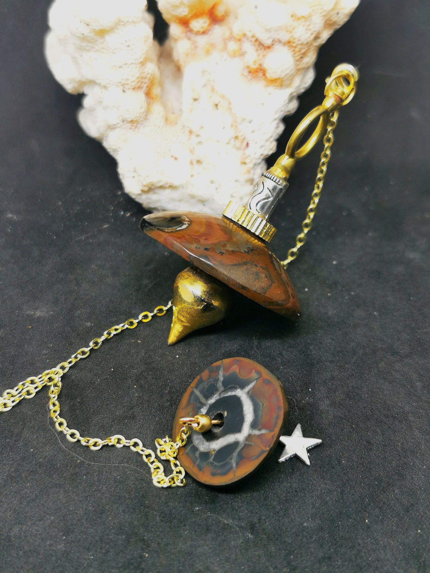 Pendule en septaria "racines"