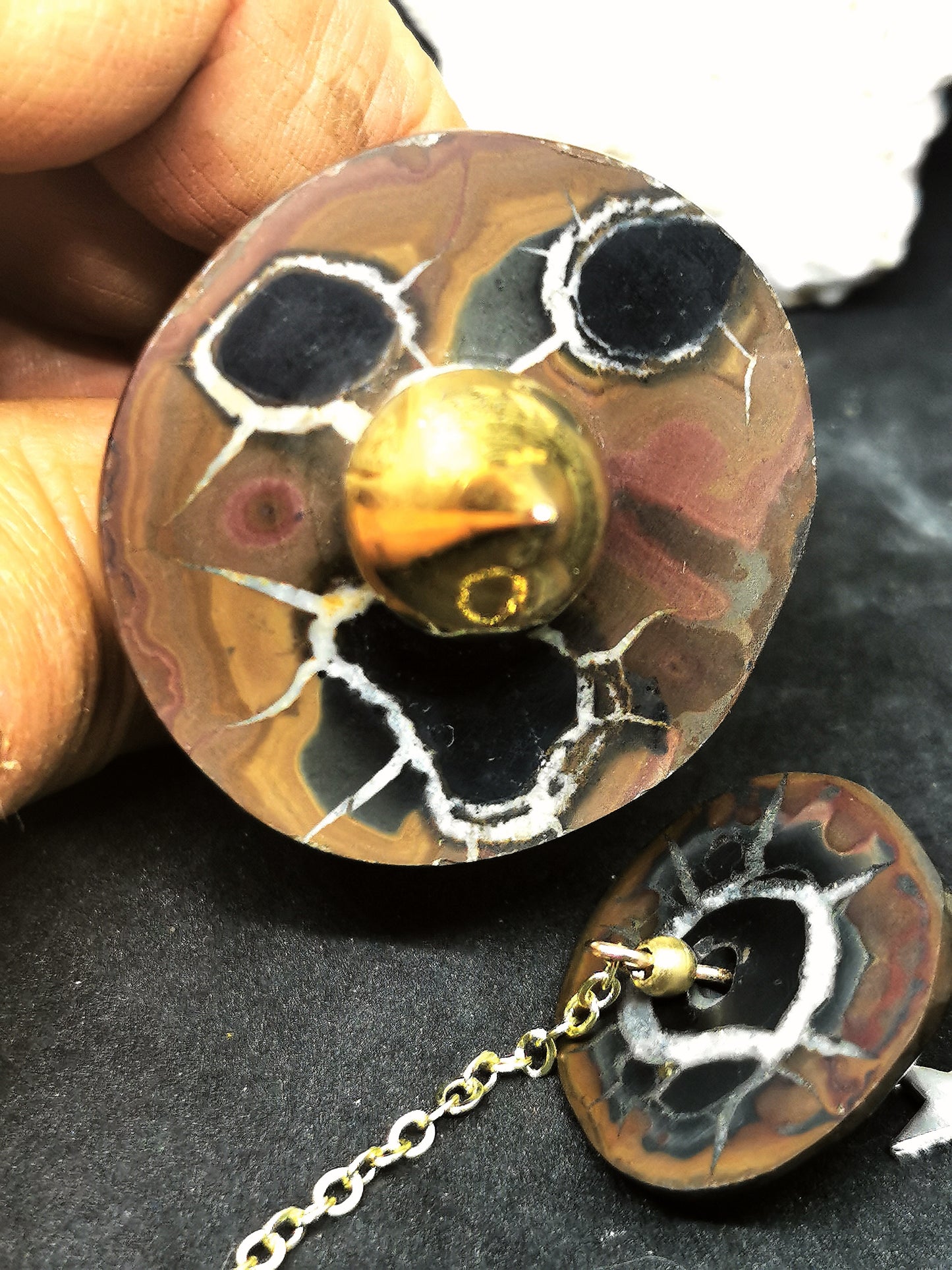 Pendule en septaria "racines"