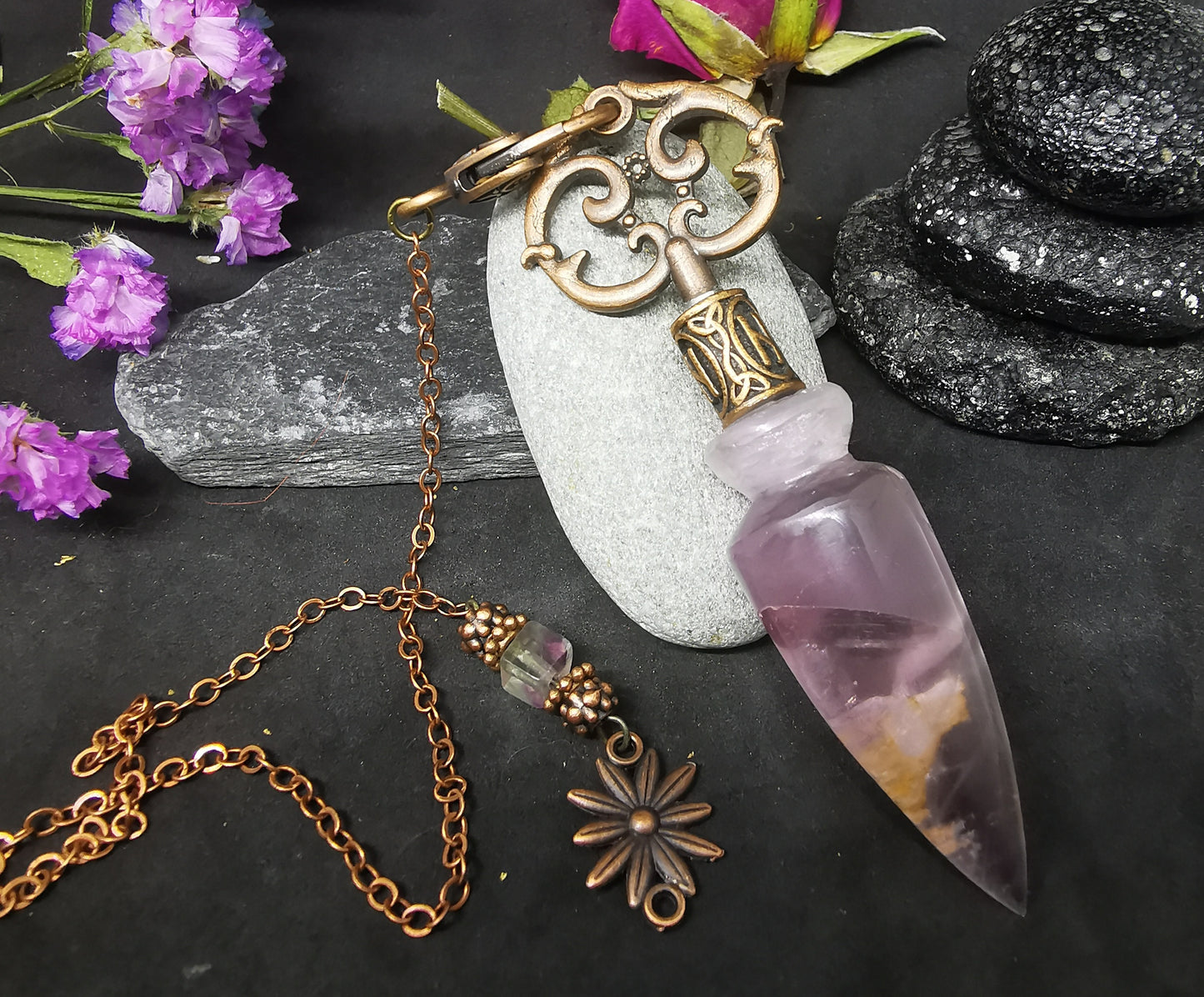 Fluorite rose - pendule de radiesthésie