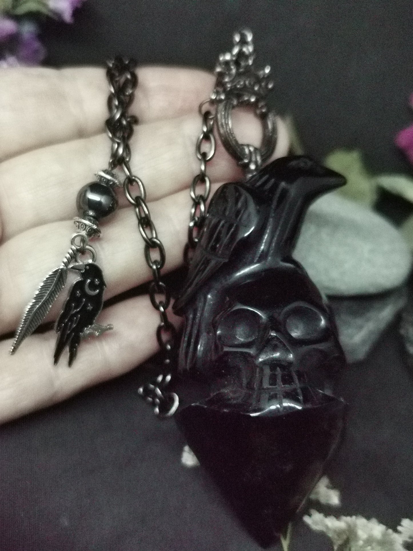 Obsidienne "le corbeau" pendule