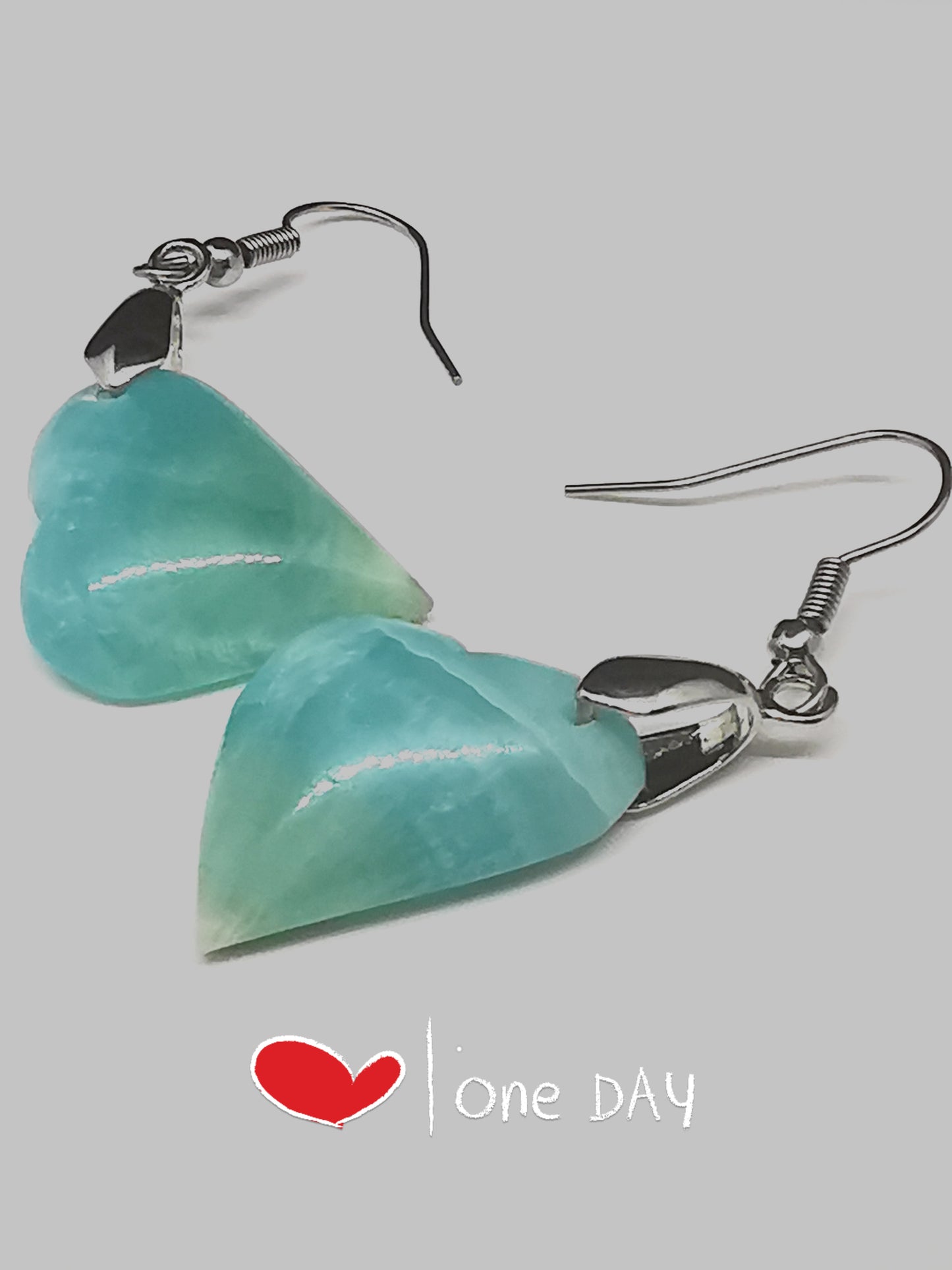 Boucle d'oreille cœur - aragonite.