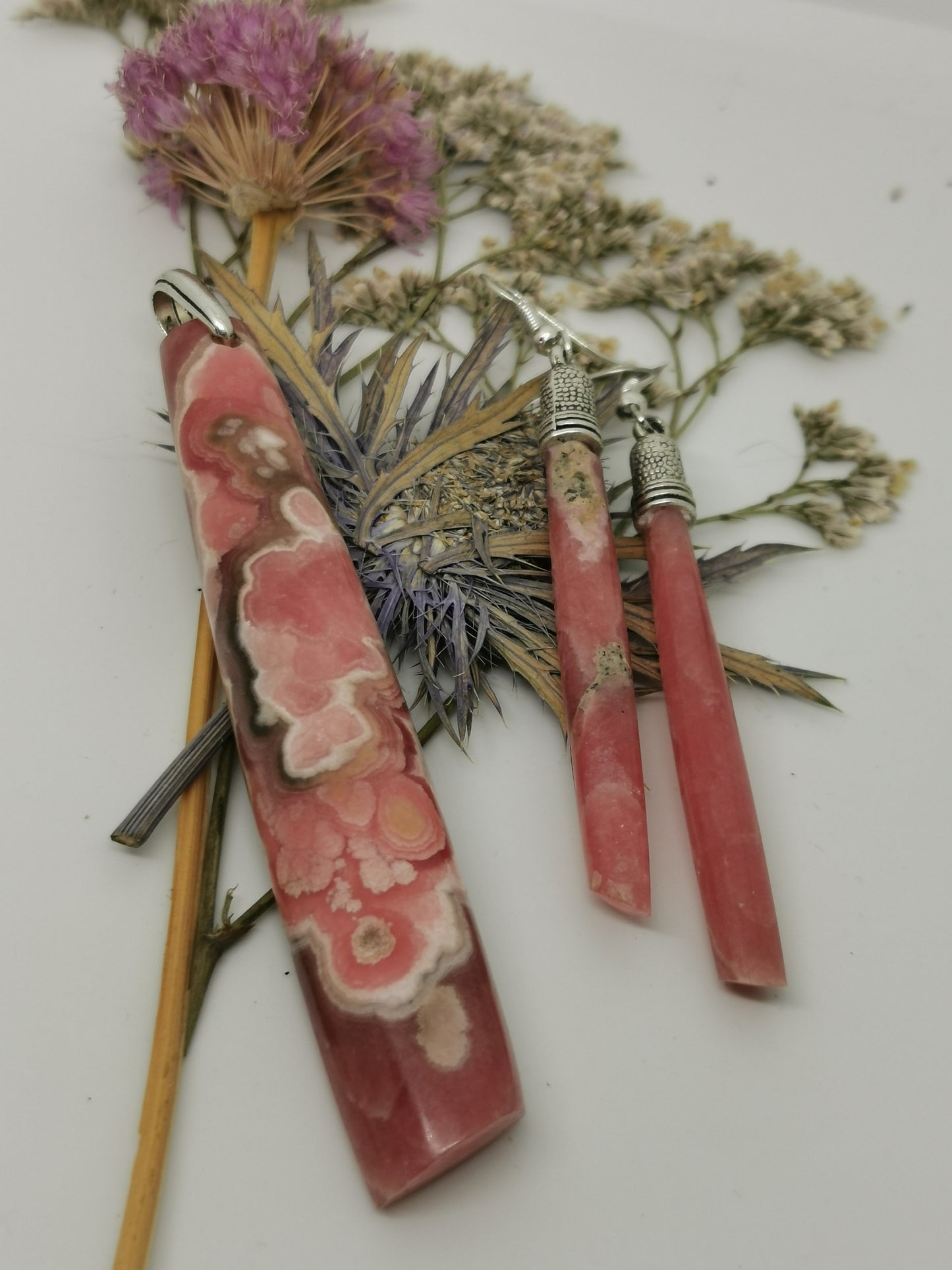 Rhodochrosite parure bijoux (cab+Bo)