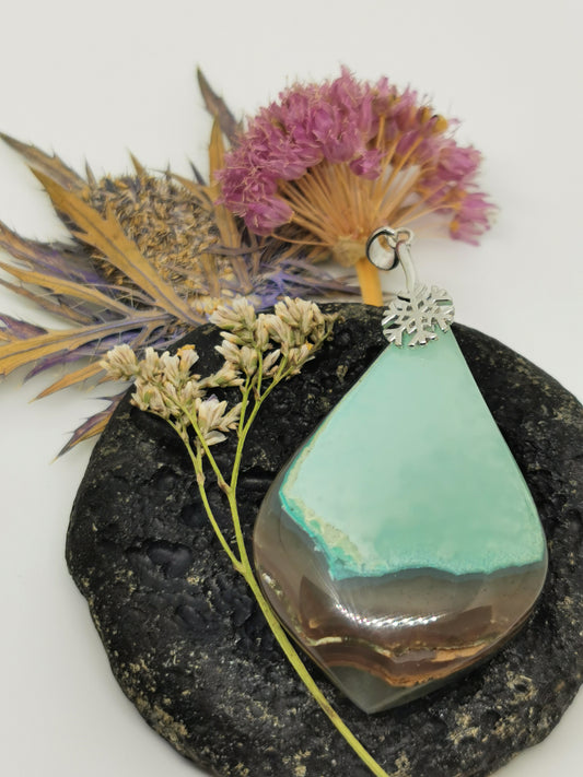 Smithsonite parure pendentif et boucle d'oreille.