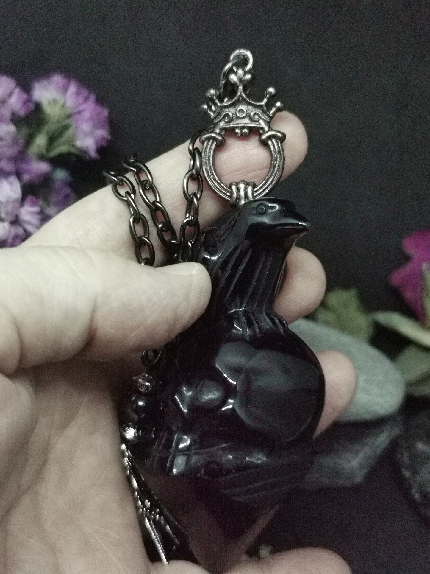 Obsidienne "le corbeau" pendule