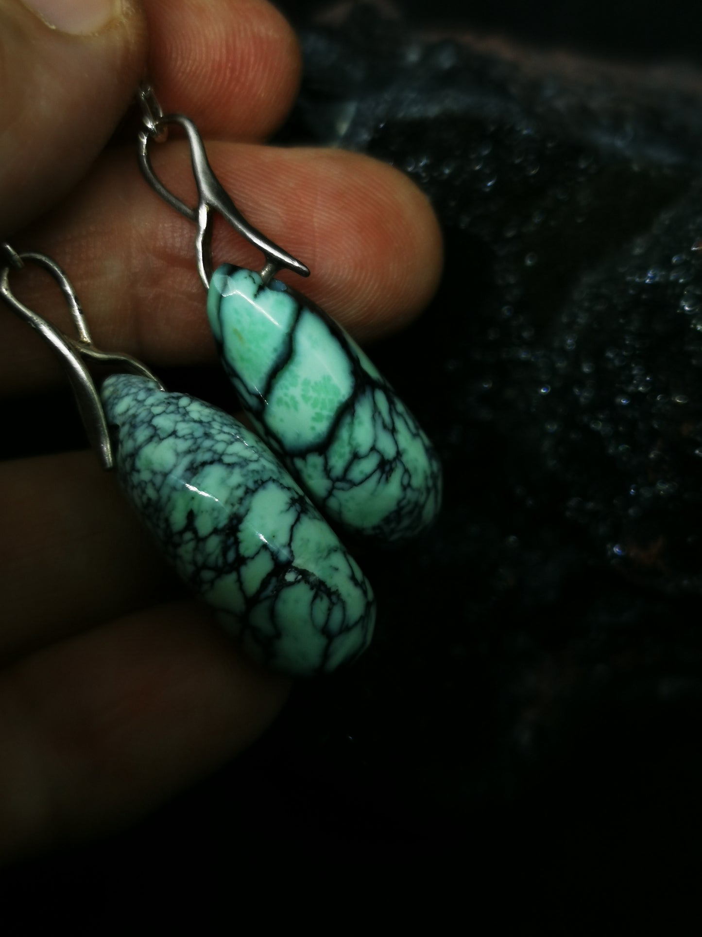 Variscite boucle d'oreille