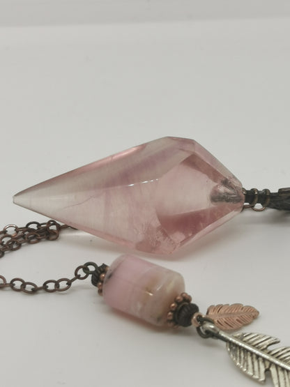Fluorite rose-pendule de radiesthésie