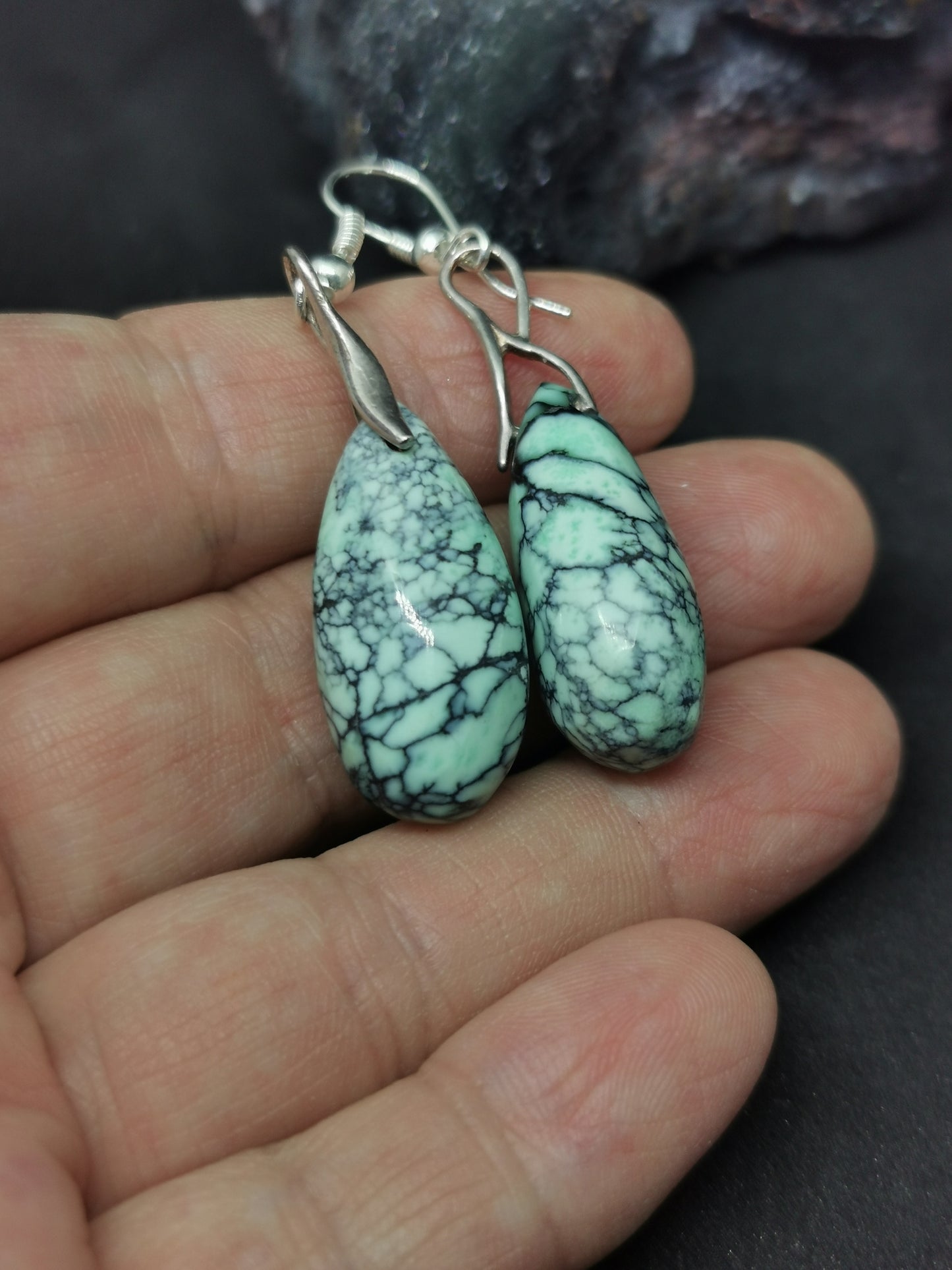 Variscite boucle d'oreille