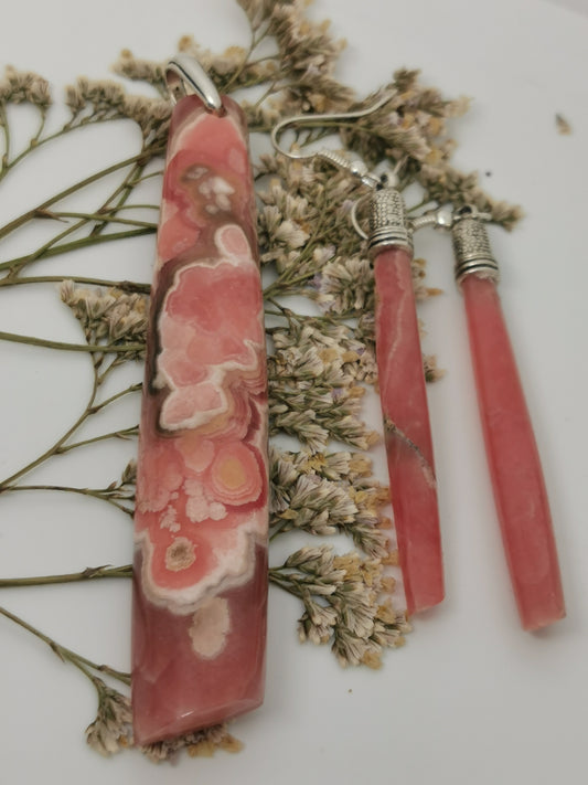 Rhodochrosite parure bijoux (cab+Bo)