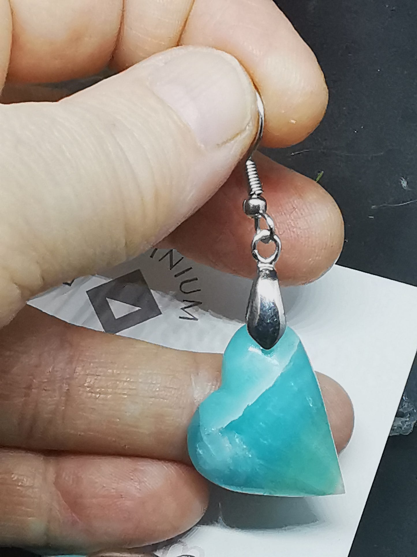 Boucle d'oreille cœur - aragonite.