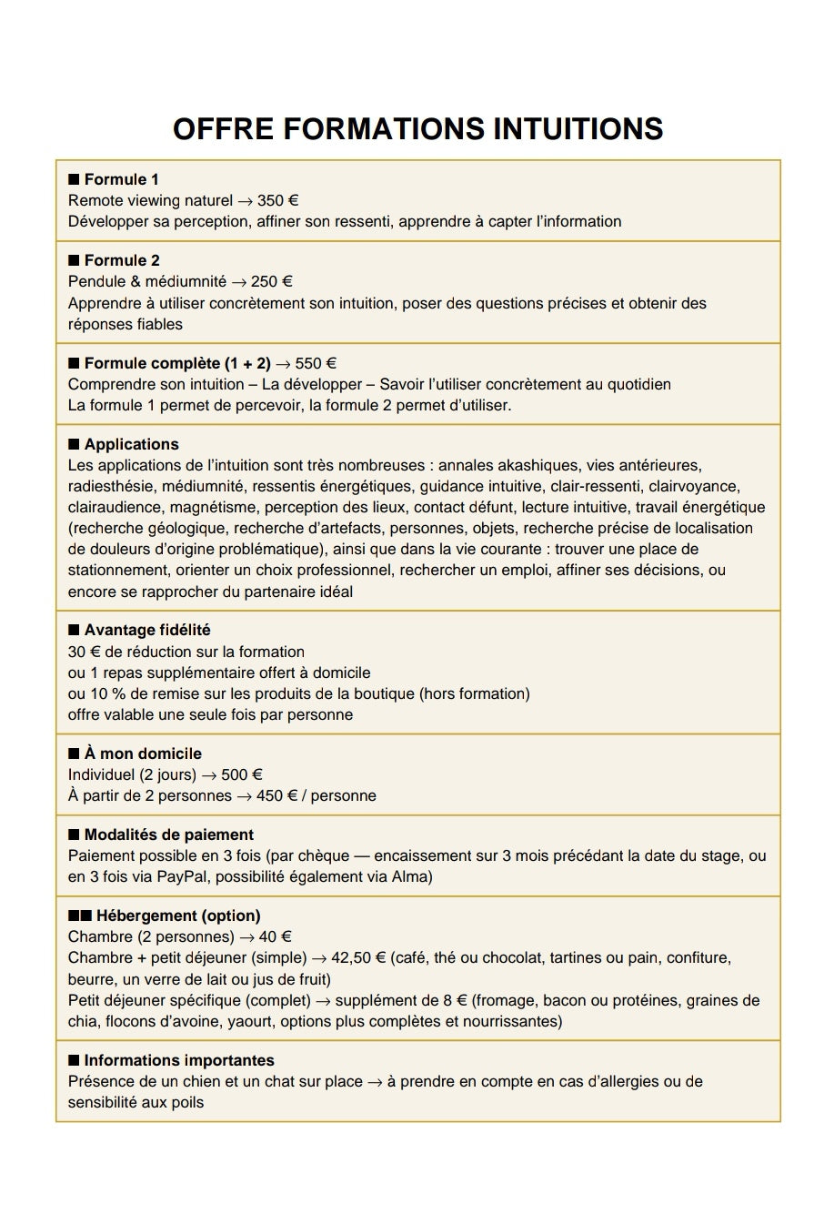 Stage IV - Intuitions fondamentales et ses perceptions (formule 1)