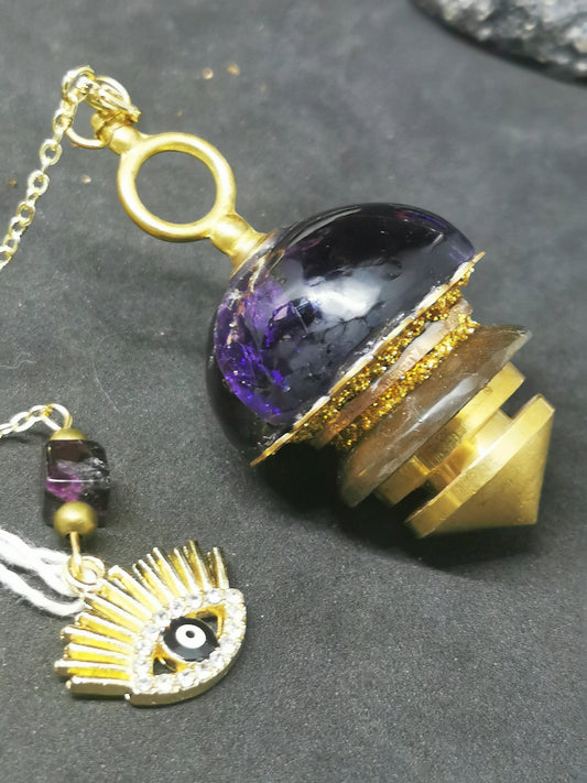 Fluorite de Seilles/laiton - pendule